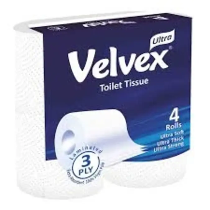 Velvex 3 Ply Unwrapped 4 Pieces